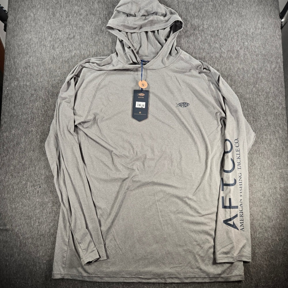 AFTCO Samurai 2 Hoodie Mens XL Gray Fishing Sun Shirt Performance SH!T SHOW NWT